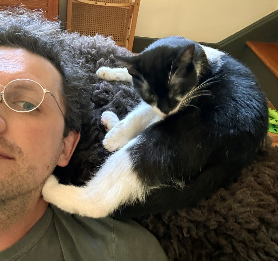 Photo of Evan and his cat