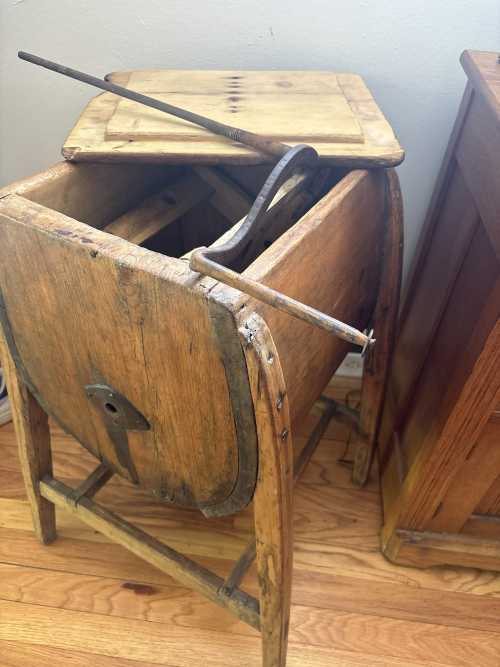 photo of an antique butterchurn